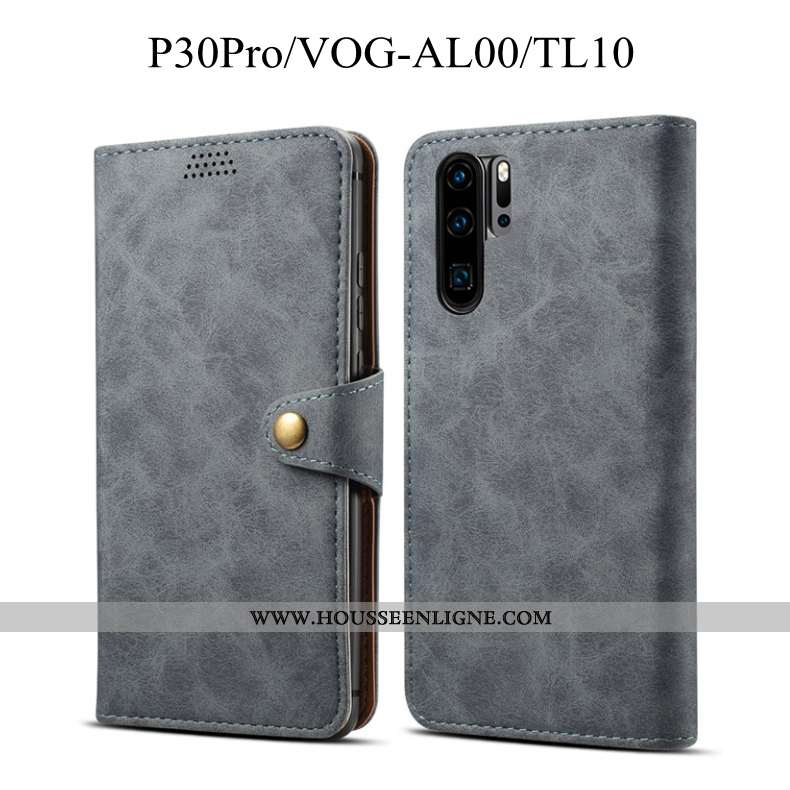 Coque Huawei P30 Pro Cuir Fluide Doux Incassable Gris Étui Protection