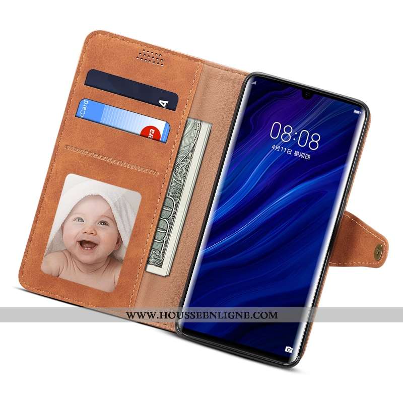 Coque Huawei P30 Pro Cuir Fluide Doux Incassable Gris Étui Protection