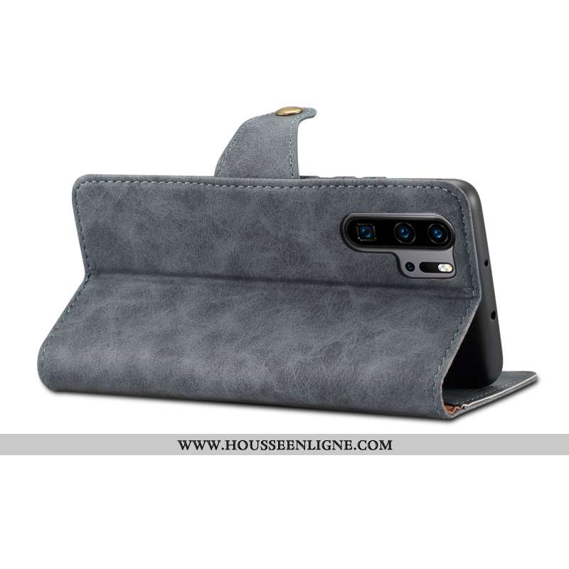 Coque Huawei P30 Pro Cuir Fluide Doux Incassable Gris Étui Protection