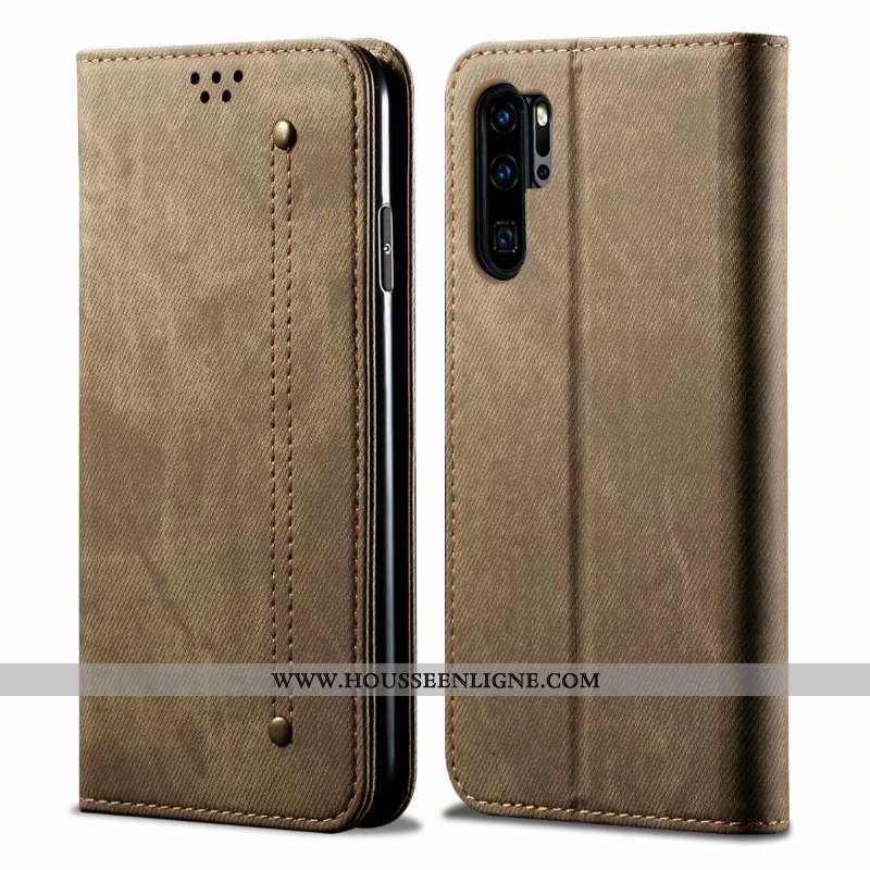 Coque Huawei P30 Pro Cuir Protection Incassable Business Téléphone Portable Étui Clamshell Marron