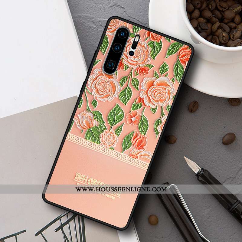 Coque Huawei P30 Pro Délavé En Daim Personnalité Simple Étui Peinture Créatif Rose