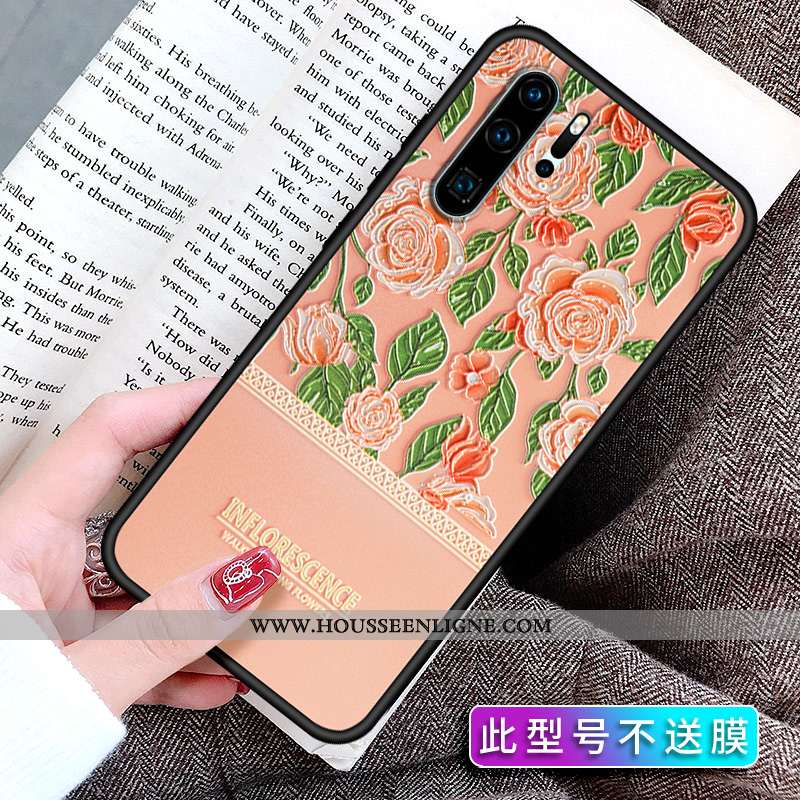 Coque Huawei P30 Pro Délavé En Daim Personnalité Simple Étui Peinture Créatif Rose