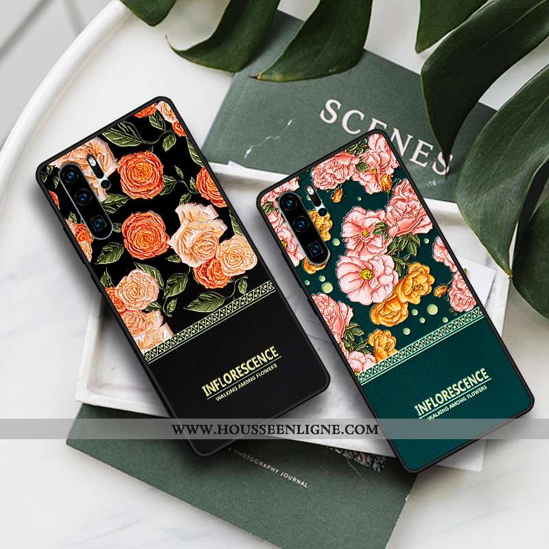 Coque Huawei P30 Pro Délavé En Daim Personnalité Simple Étui Peinture Créatif Rose