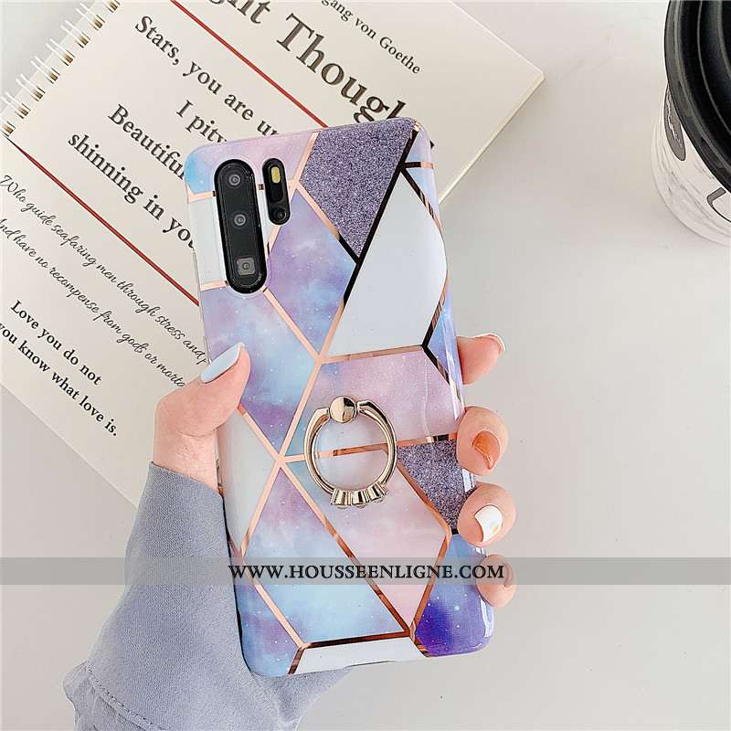 Coque Huawei P30 Pro Légère Silicone Tout Compris Anneau Étui Téléphone Portable Violet