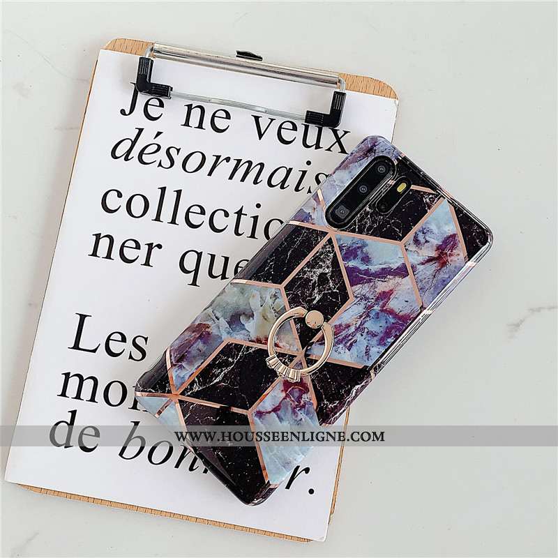 Coque Huawei P30 Pro Légère Silicone Tout Compris Anneau Étui Téléphone Portable Violet
