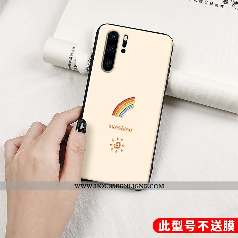 Coque Huawei P30 Pro Personnalité Gaufrage Fluide Doux Tout Compris Net Rouge Silicone Beige