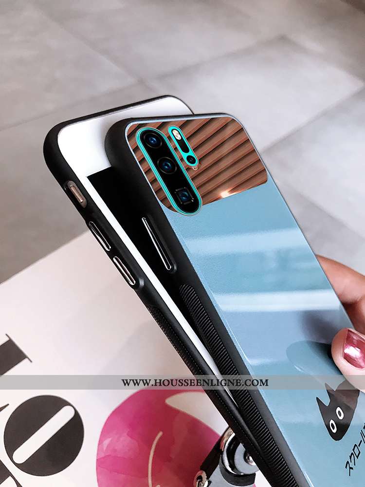Coque Huawei P30 Pro Silicone Verre Miroir Charmant Fluide Doux Dessin Animé Amoureux Verte
