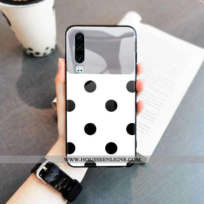 Coque Huawei P30 Protection Charmant Fluide Doux Silicone Point D'onde Tout Compris Blanche
