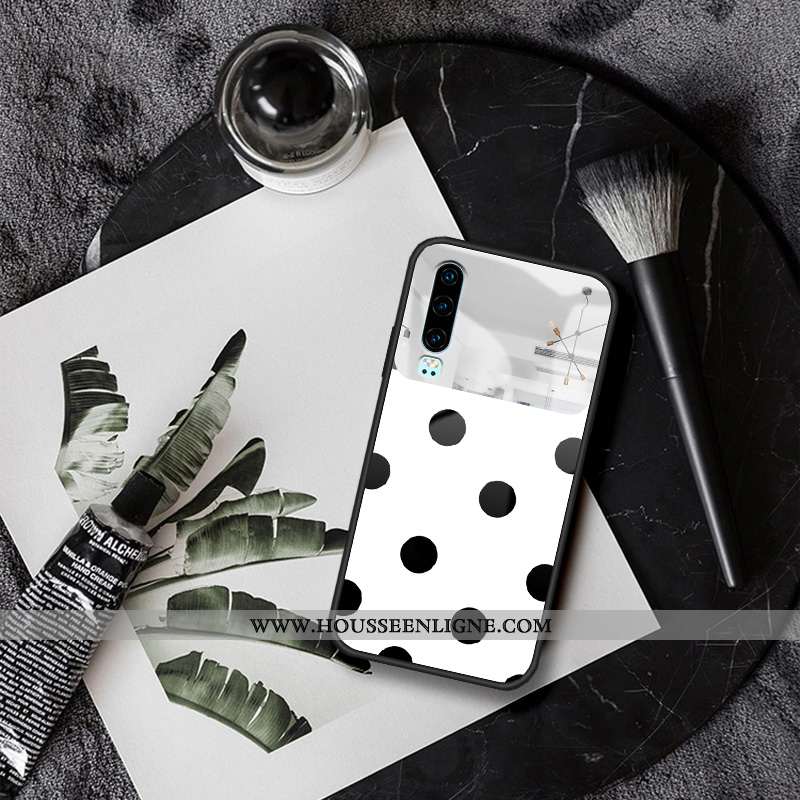 Coque Huawei P30 Protection Charmant Fluide Doux Silicone Point D'onde Tout Compris Blanche