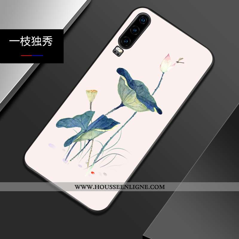 Coque Huawei P30 Protection Délavé En Daim Bleu Gaufrage Tout Compris Créatif