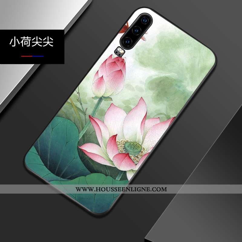 Coque Huawei P30 Protection Délavé En Daim Bleu Gaufrage Tout Compris Créatif