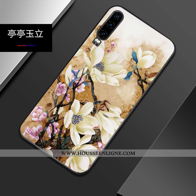 Coque Huawei P30 Protection Délavé En Daim Bleu Gaufrage Tout Compris Créatif