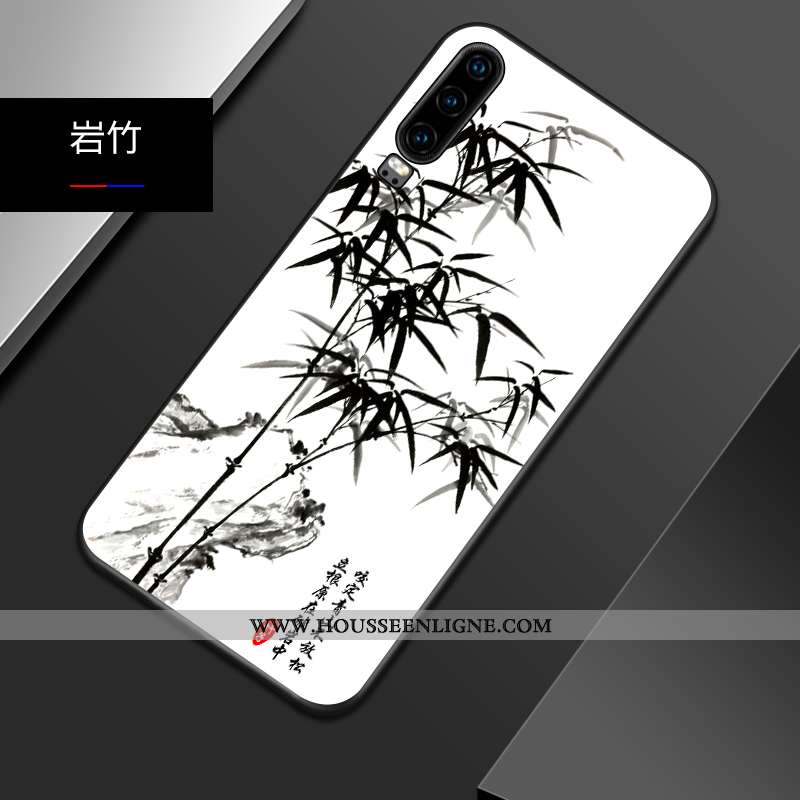 Coque Huawei P30 Protection Délavé En Daim Bleu Gaufrage Tout Compris Créatif