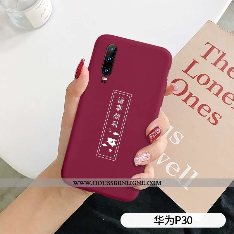 Coque Huawei P30 Ultra Tendance Nouveau Légère Fluide Doux Simple Rouge