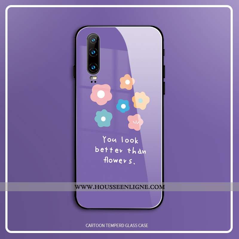 Coque Huawei P30 Verre Créatif Net Rouge Tout Compris Étui Vent Téléphone Portable Violet