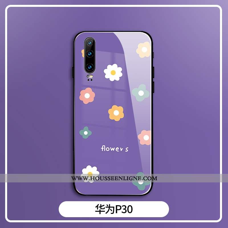 Coque Huawei P30 Verre Créatif Net Rouge Tout Compris Étui Vent Téléphone Portable Violet