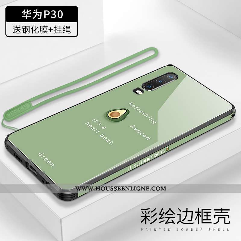 Coque Huawei P30 Verre Ornements Suspendus Tout Compris Luxe Fruit Légère Miroir Orange
