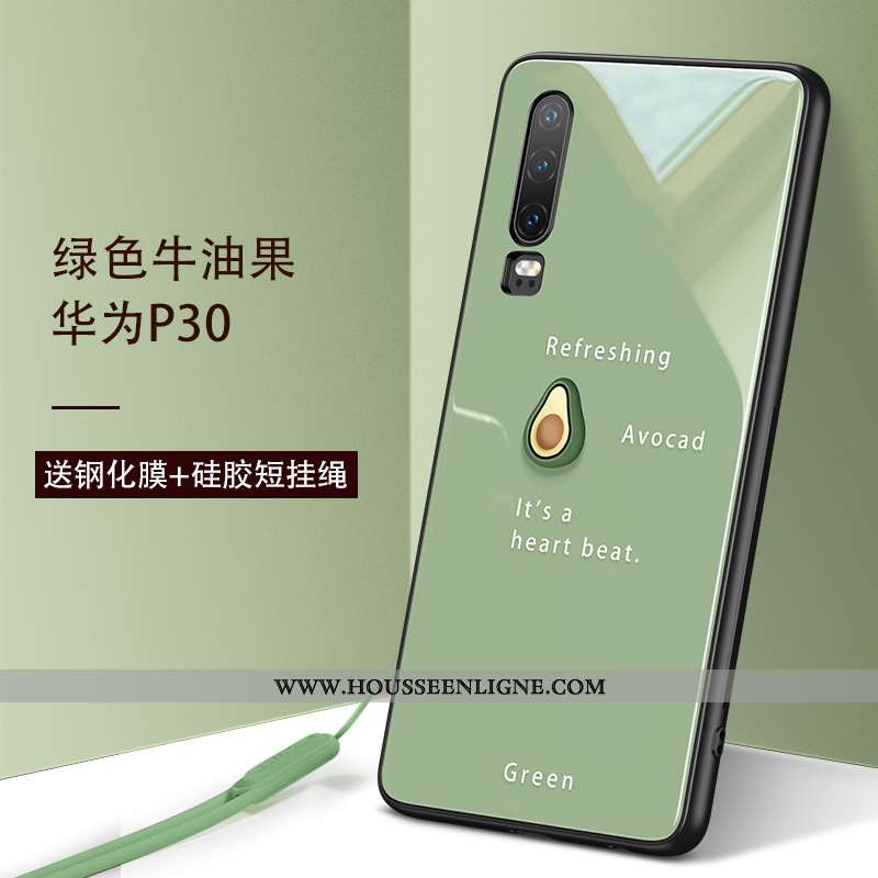 Coque Huawei P30 Verre Ornements Suspendus Tout Compris Luxe Fruit Légère Miroir Orange