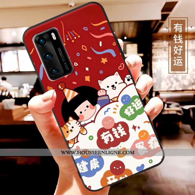 Coque Huawei P40 Charmant Ultra Fluide Doux Étui Net Rouge Légère Tendance
