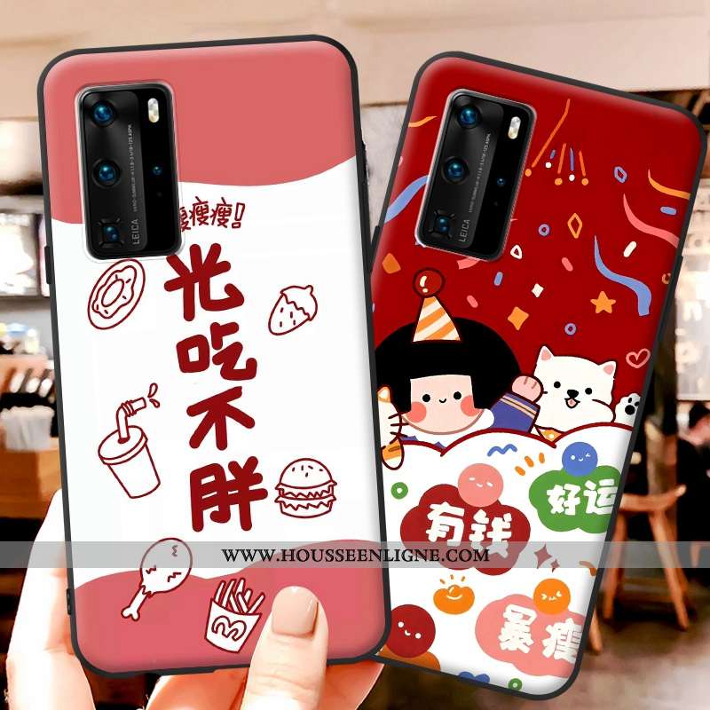 Coque Huawei P40 Charmant Ultra Fluide Doux Étui Net Rouge Légère Tendance