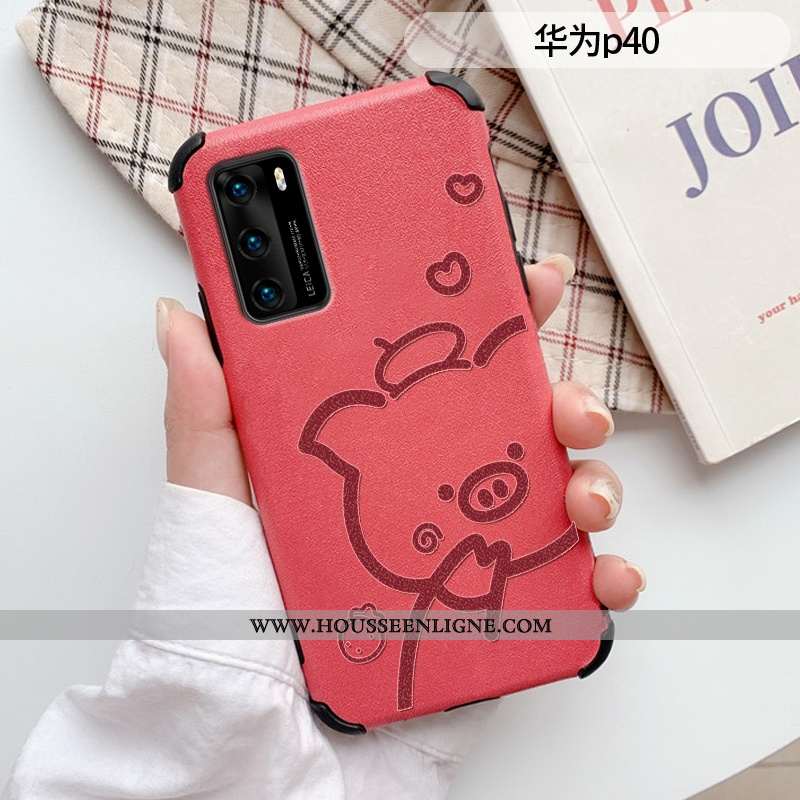 Coque Huawei P40 Créatif Gaufrage Silicone Charmant Incassable Cuir Protection Violet