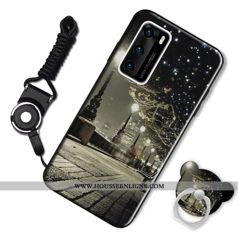 Coque Huawei P40 Fluide Doux Délavé En Daim Animal Étui Personnalité Dessin Animé Bordeaux