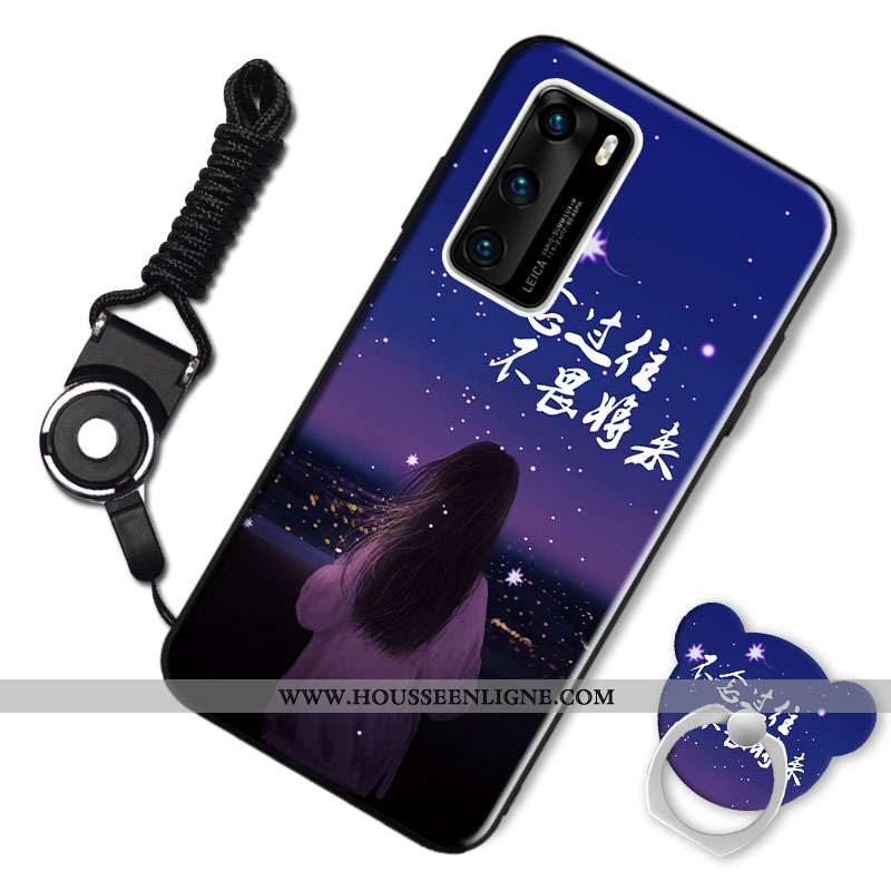 Coque Huawei P40 Fluide Doux Délavé En Daim Animal Étui Personnalité Dessin Animé Bordeaux