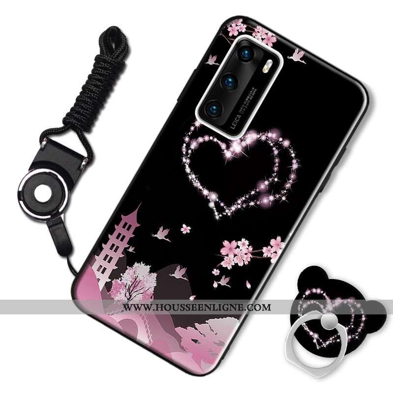 Coque Huawei P40 Fluide Doux Délavé En Daim Animal Étui Personnalité Dessin Animé Bordeaux