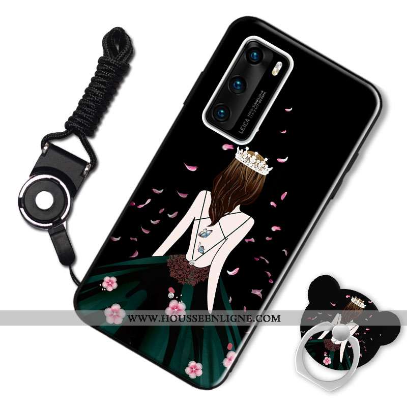 Coque Huawei P40 Fluide Doux Délavé En Daim Animal Étui Personnalité Dessin Animé Bordeaux