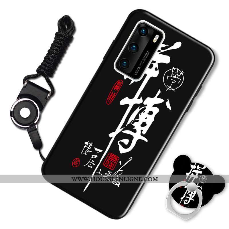 Coque Huawei P40 Fluide Doux Délavé En Daim Animal Étui Personnalité Dessin Animé Bordeaux