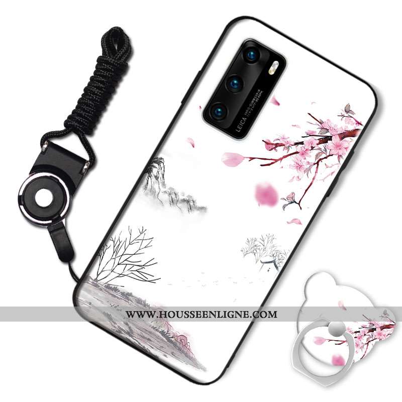 Coque Huawei P40 Fluide Doux Délavé En Daim Animal Étui Personnalité Dessin Animé Bordeaux