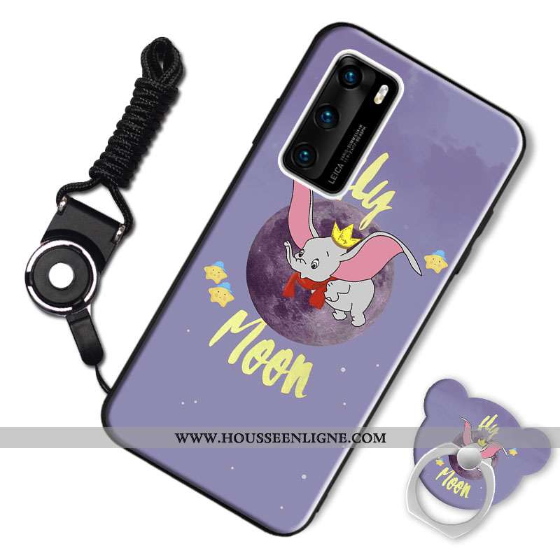 Coque Huawei P40 Fluide Doux Délavé En Daim Animal Étui Personnalité Dessin Animé Bordeaux