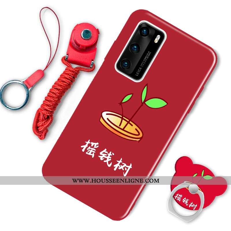 Coque Huawei P40 Fluide Doux Délavé En Daim Animal Étui Personnalité Dessin Animé Bordeaux