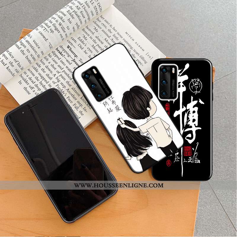 Coque Huawei P40 Fluide Doux Délavé En Daim Animal Étui Personnalité Dessin Animé Bordeaux