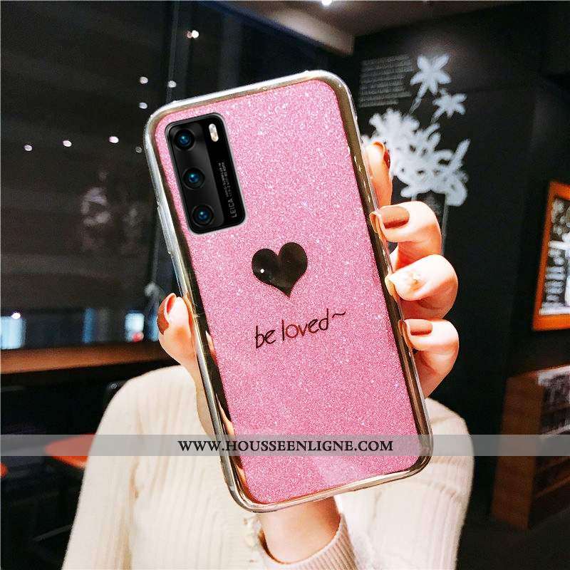 Coque Huawei P40 Fluide Doux Or Rose Chaud Étui Tout Compris Vert Verte