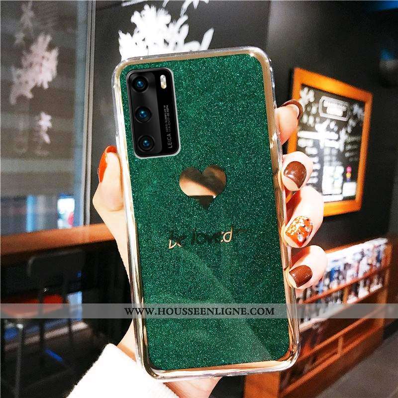 Coque Huawei P40 Fluide Doux Or Rose Chaud Étui Tout Compris Vert Verte