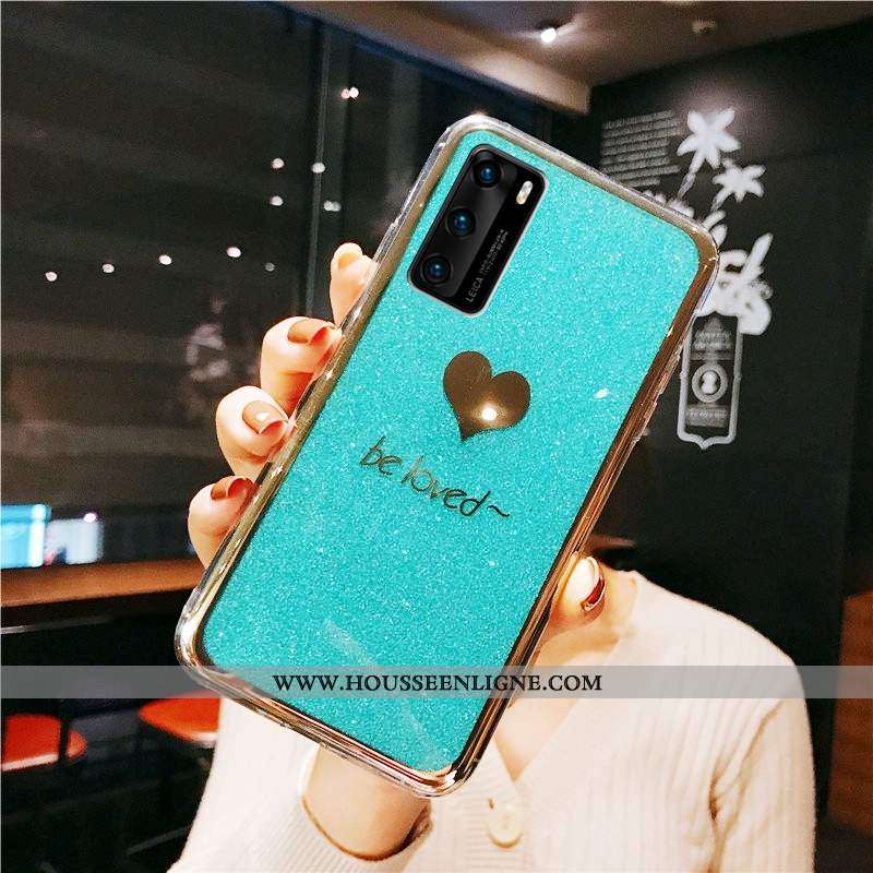 Coque Huawei P40 Fluide Doux Or Rose Chaud Étui Tout Compris Vert Verte