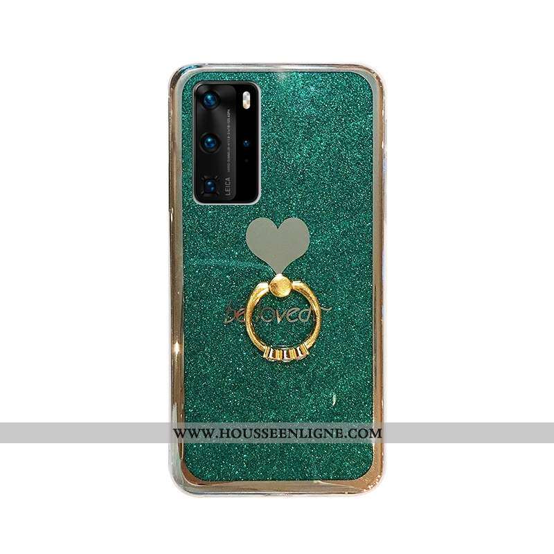 Coque Huawei P40 Fluide Doux Or Rose Chaud Étui Tout Compris Vert Verte