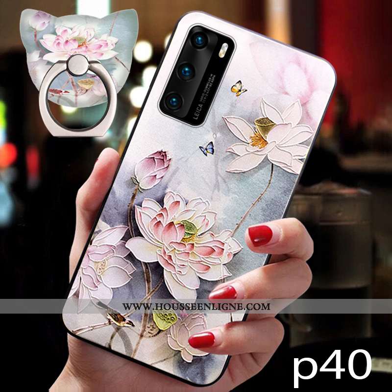 Coque Huawei P40 Fluide Doux Silicone Incassable Étui Rose Protection Téléphone Portable