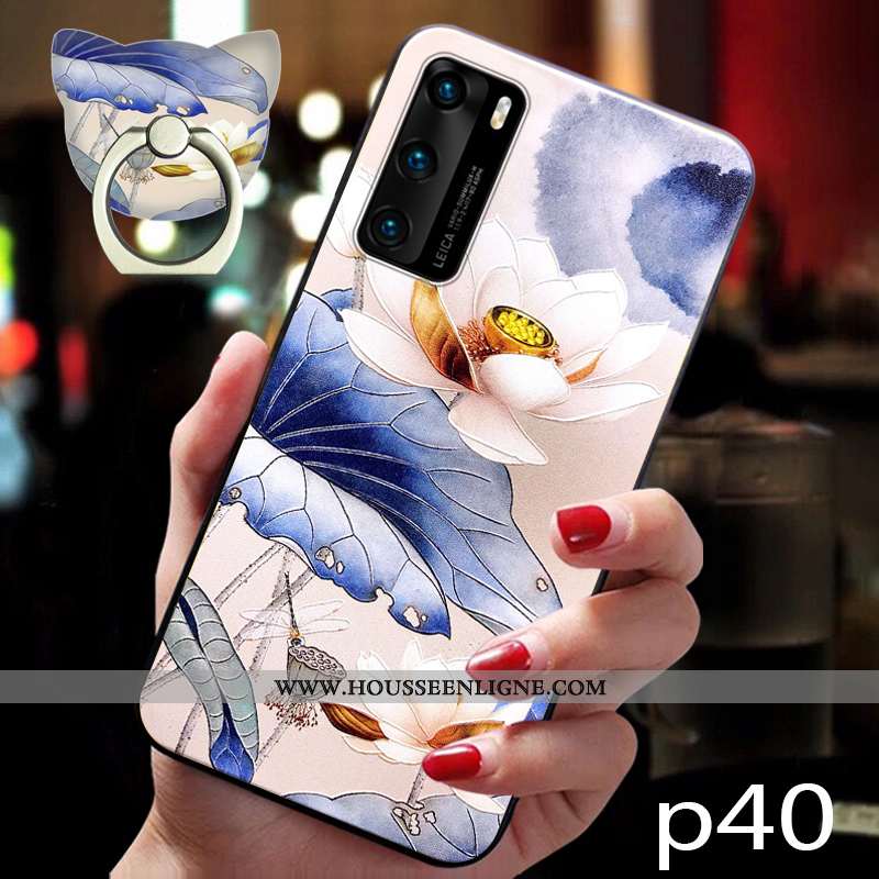 Coque Huawei P40 Fluide Doux Silicone Incassable Étui Rose Protection Téléphone Portable