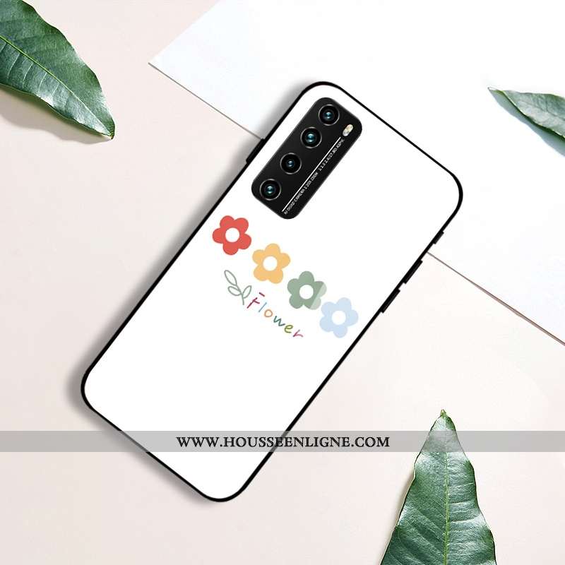 Coque Huawei P40 Lite 5g Charmant Silicone Créatif Fleur Protection Téléphone Portable Mode Blanche