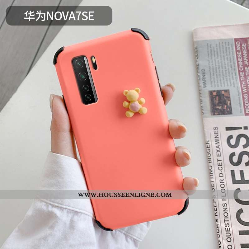 Coque Huawei P40 Lite 5g Délavé En Daim Dessin Animé Téléphone Portable Ours Petit Protection Légère