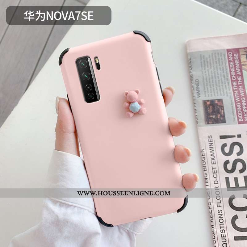Coque Huawei P40 Lite 5g Délavé En Daim Dessin Animé Téléphone Portable Ours Petit Protection Légère