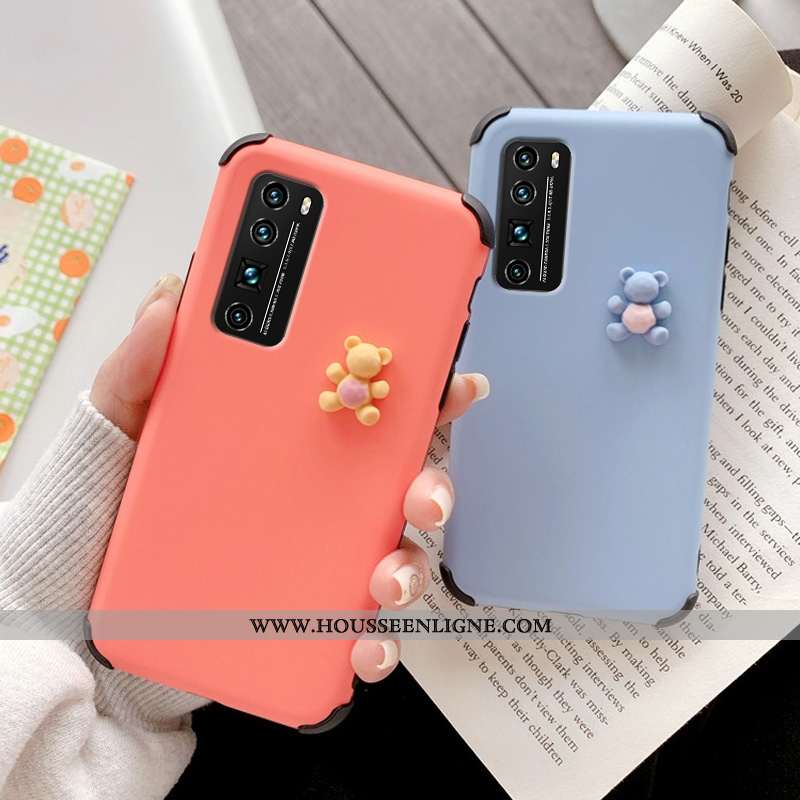 Coque Huawei P40 Lite 5g Délavé En Daim Dessin Animé Téléphone Portable Ours Petit Protection Légère