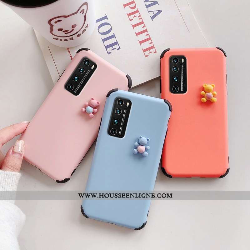Coque Huawei P40 Lite 5g Délavé En Daim Dessin Animé Téléphone Portable Ours Petit Protection Légère