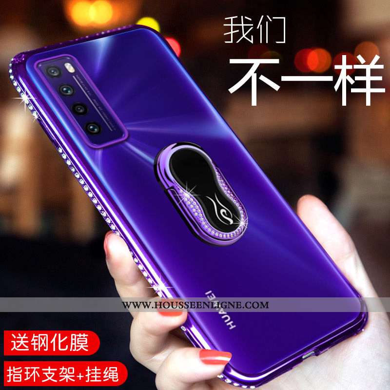 Coque Huawei P40 Lite 5g Tendance Incruster Strass Cristal Rose Support Étui