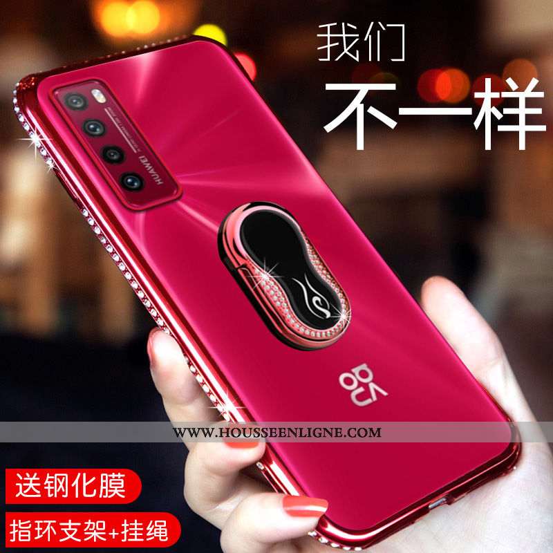 Coque Huawei P40 Lite 5g Tendance Incruster Strass Cristal Rose Support Étui