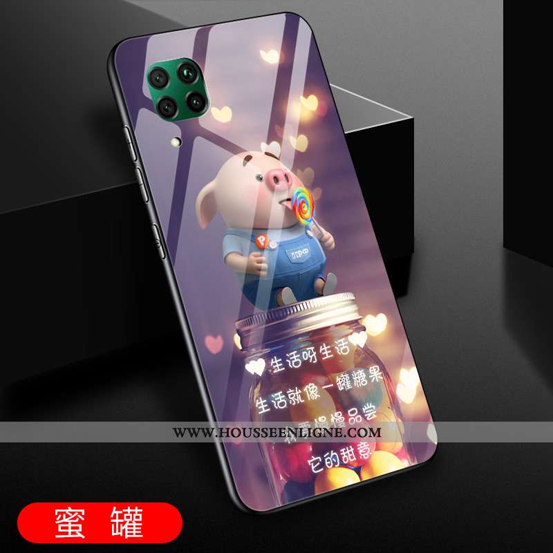 Coque Huawei P40 Lite Créatif Protection Violet Verre Étui Amoureux Incassable