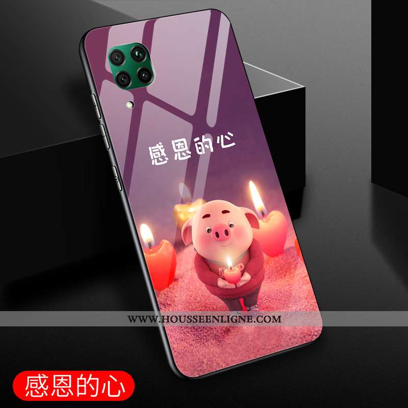 Coque Huawei P40 Lite Créatif Protection Violet Verre Étui Amoureux Incassable