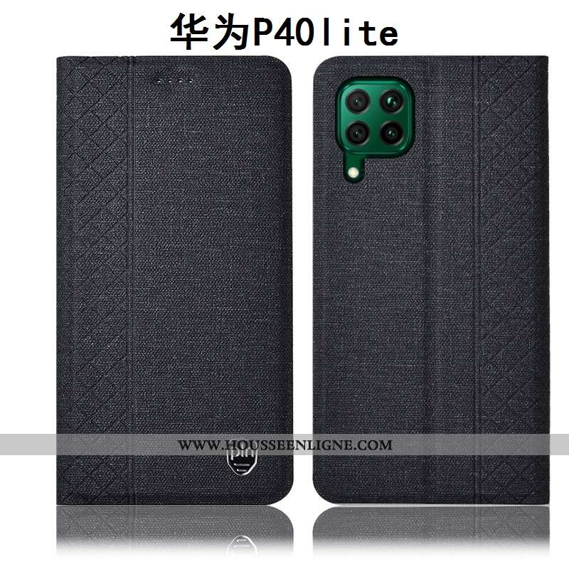 Coque Huawei P40 Lite Cuir Protection Étui Rose Incassable Téléphone Portable